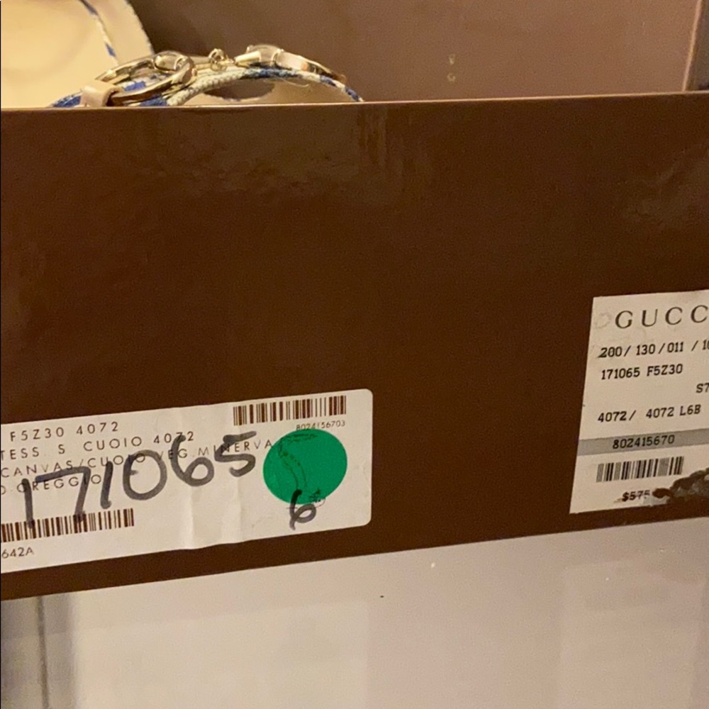 Gucci Blue and Cream Wedge Sandals with Floral Design - Picture 4 of 5